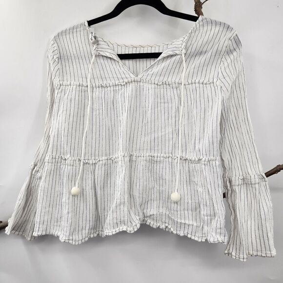 Madewell woman's tiered top in haysboro stripe - Picture 2 of 7
